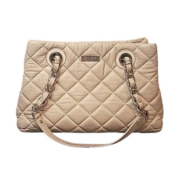 Kate Spade Maryanne Quilted Leather Satchel Bag Cream GUC - Picture 1 of 10